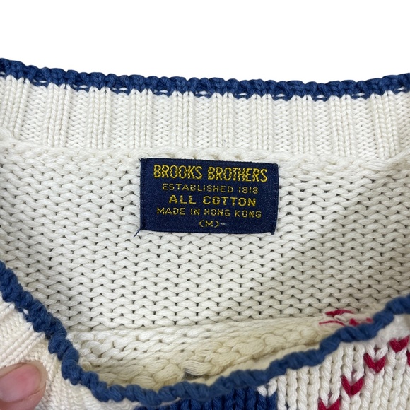 Brooks Brothers Mens Medium Knit Vintage Sweater Argyle All Cotton - Picture 3 of 4